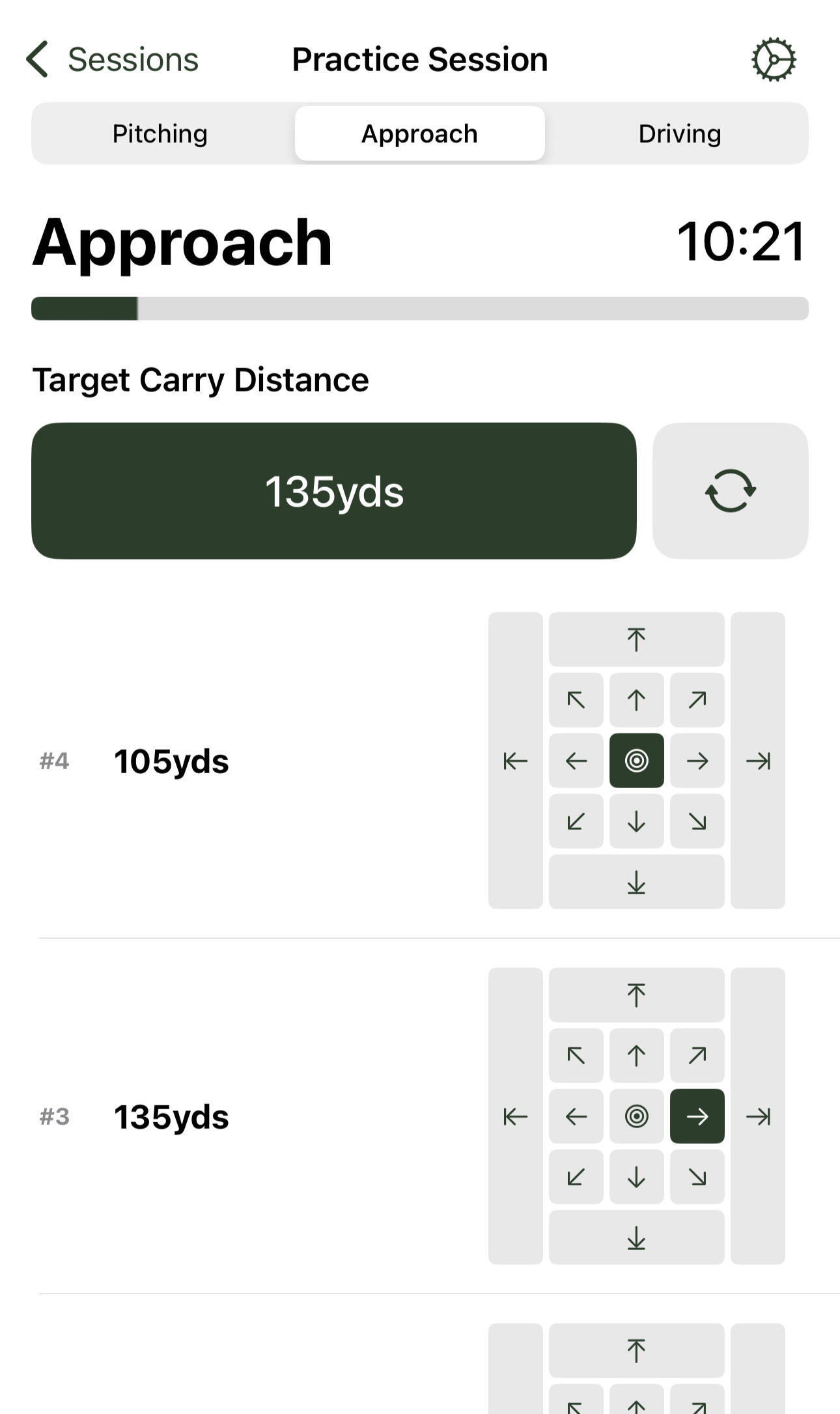 A screenshot of the RangePlan app's session review.